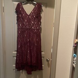 Taylor Stitch Burgundy Lace Midi Dress